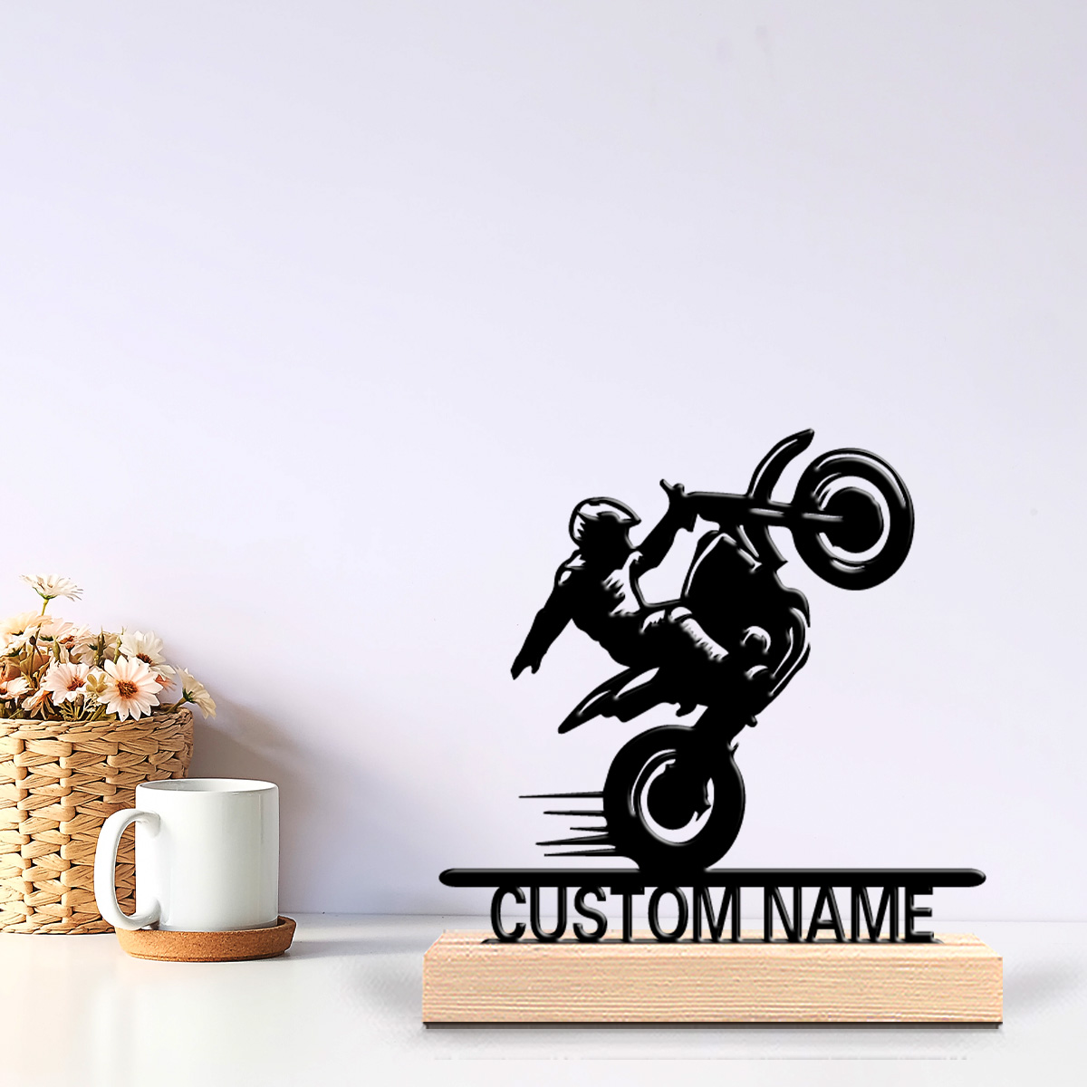 Art Craft Wood - Escultura Metálica Personalizada con Texto, Motocicleta