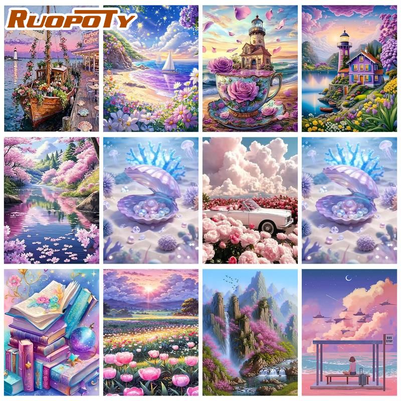 Art Craft Decoration Ideas - RUOPOTY Pintura por Números de Paisajes