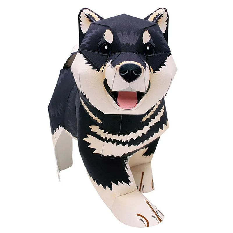 Art Craft Cardboard - Perro Shiba Inu negro hecho a