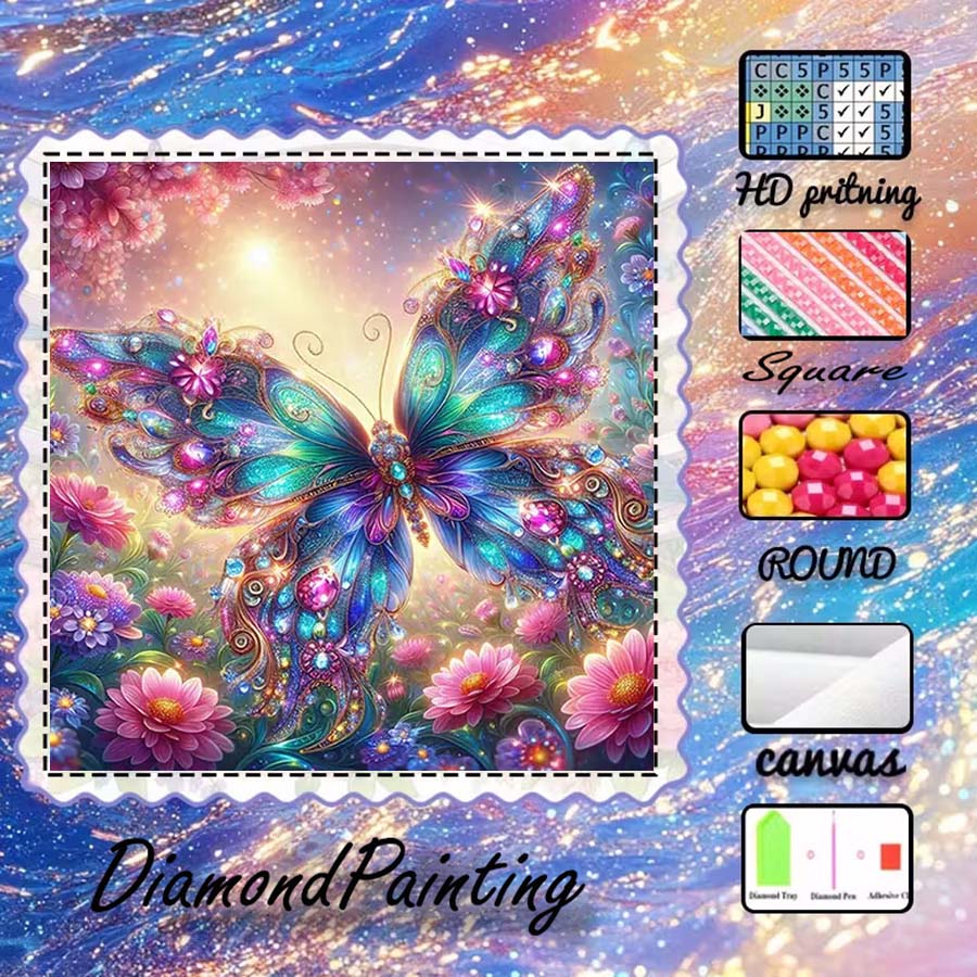 Art Craft Butterfly - 1 pieza de tela flocada 5D