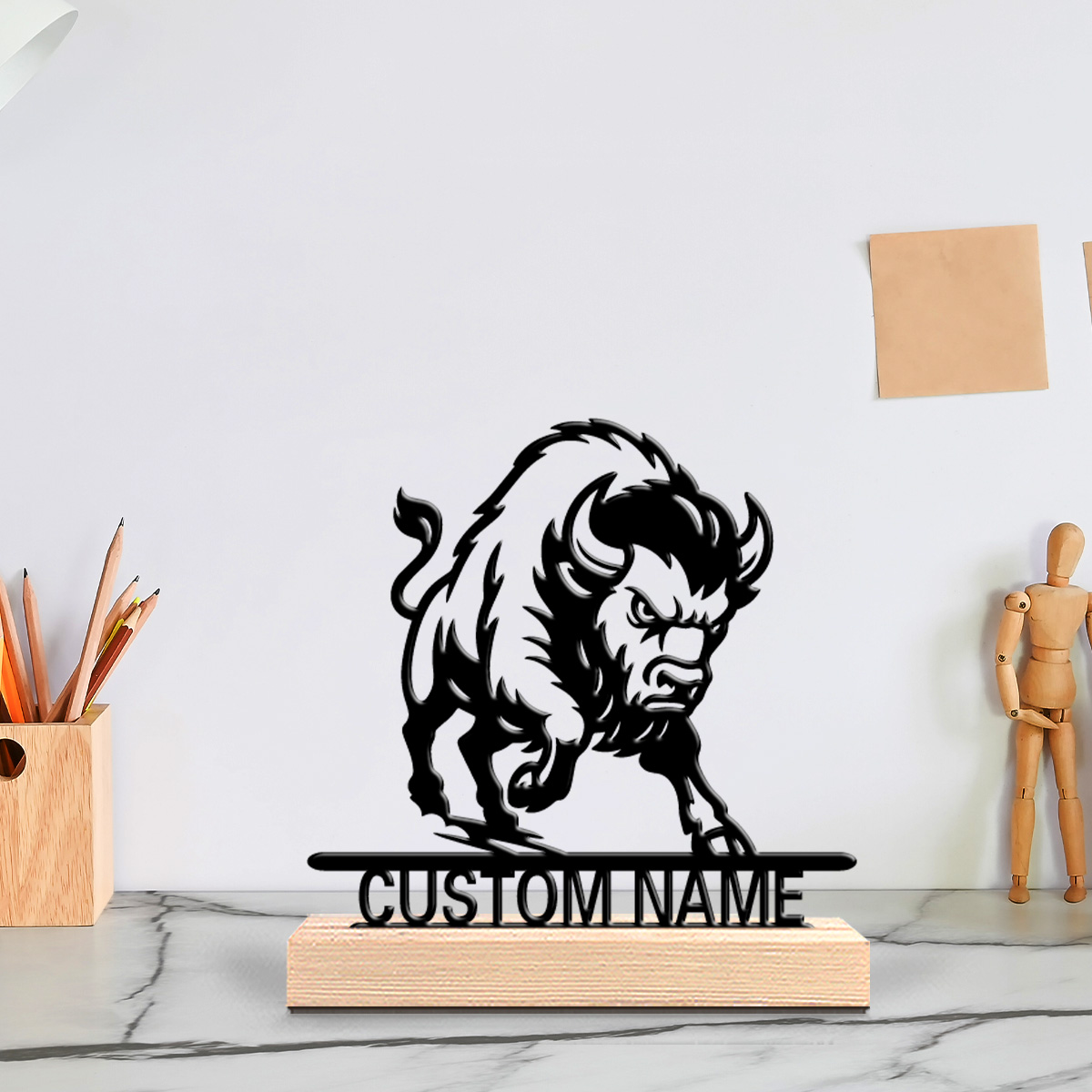 Art Craft Wood - Estatua de león minimalista personalizable con