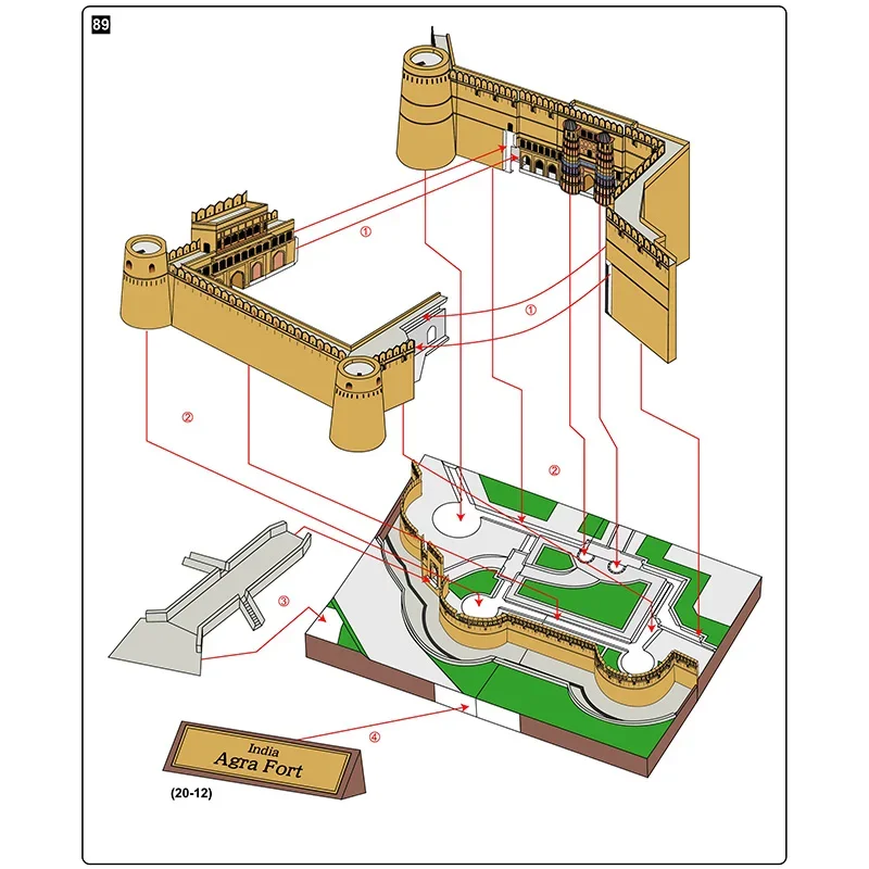 India Agra Fort realista plega - Art Craft India reseña y precio