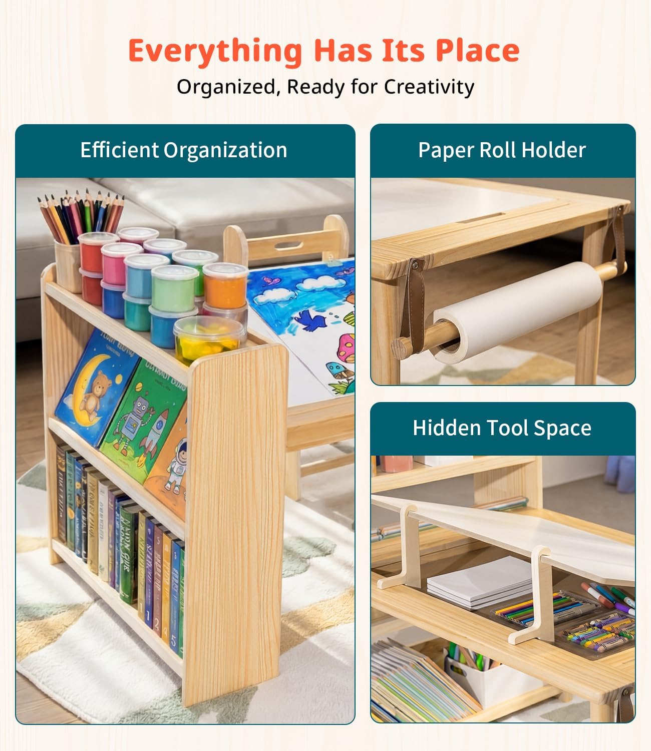 Mesa de Arte de Madera para Ni - Art Craft For Toddlers reseña y precio