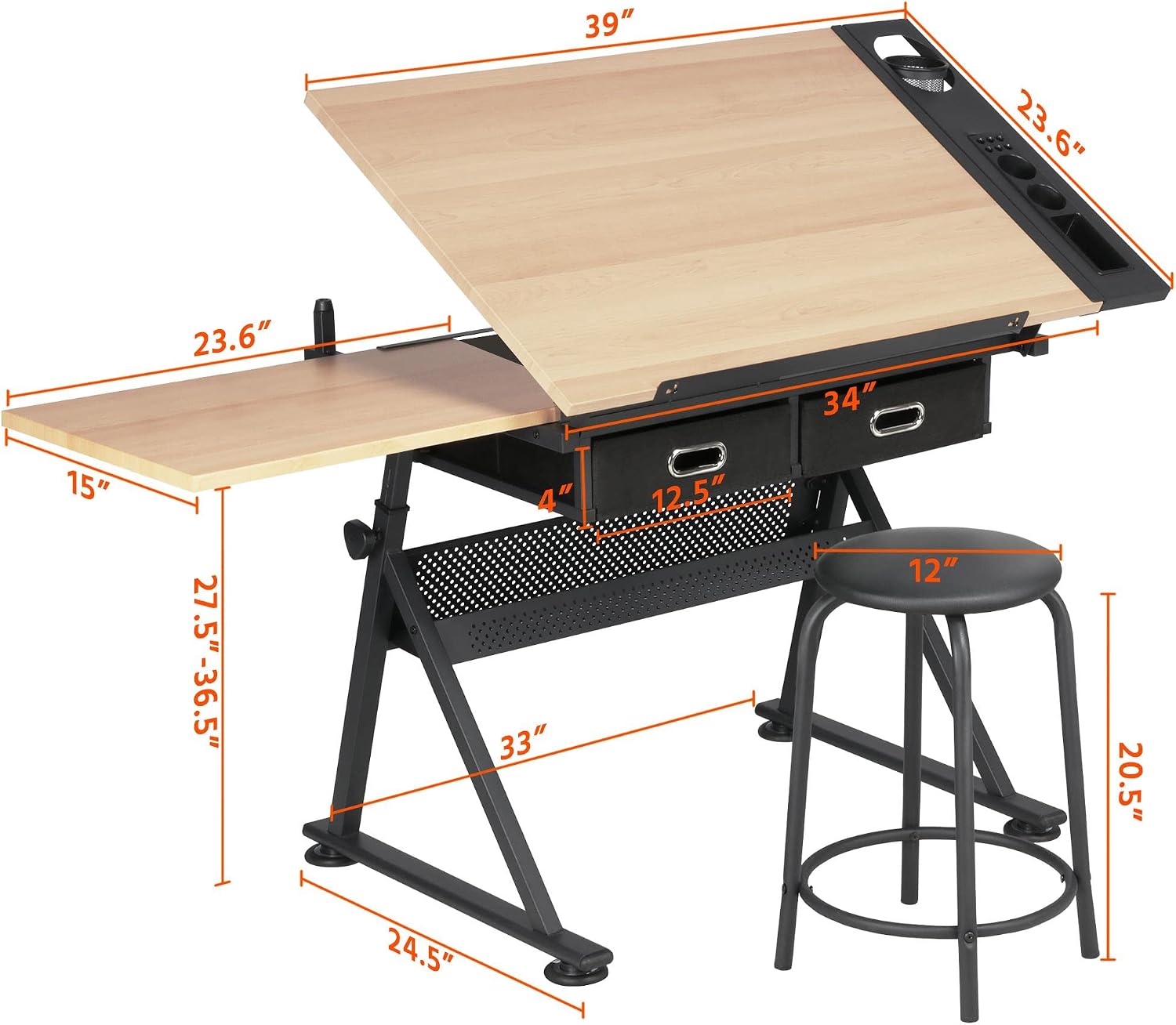 Mesa de dibujo ajustable con t - Art Craft Wood reseña y precio