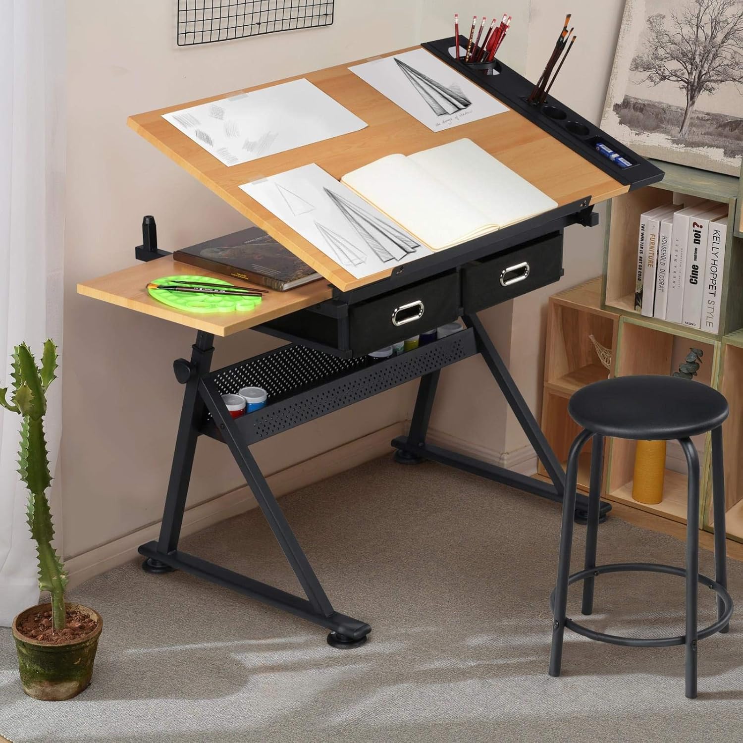 Mesa de dibujo ajustable con t - Art Craft Wood reseña y precio